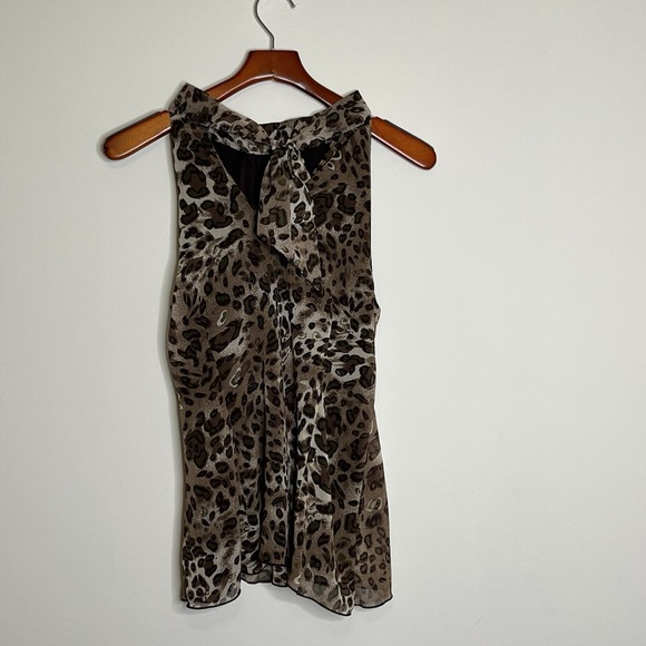 Vtg Y2K Ruffle Halter Top Sz X-Large Animal‎ Print Date Night Going Out Office - Picture 6 of 12